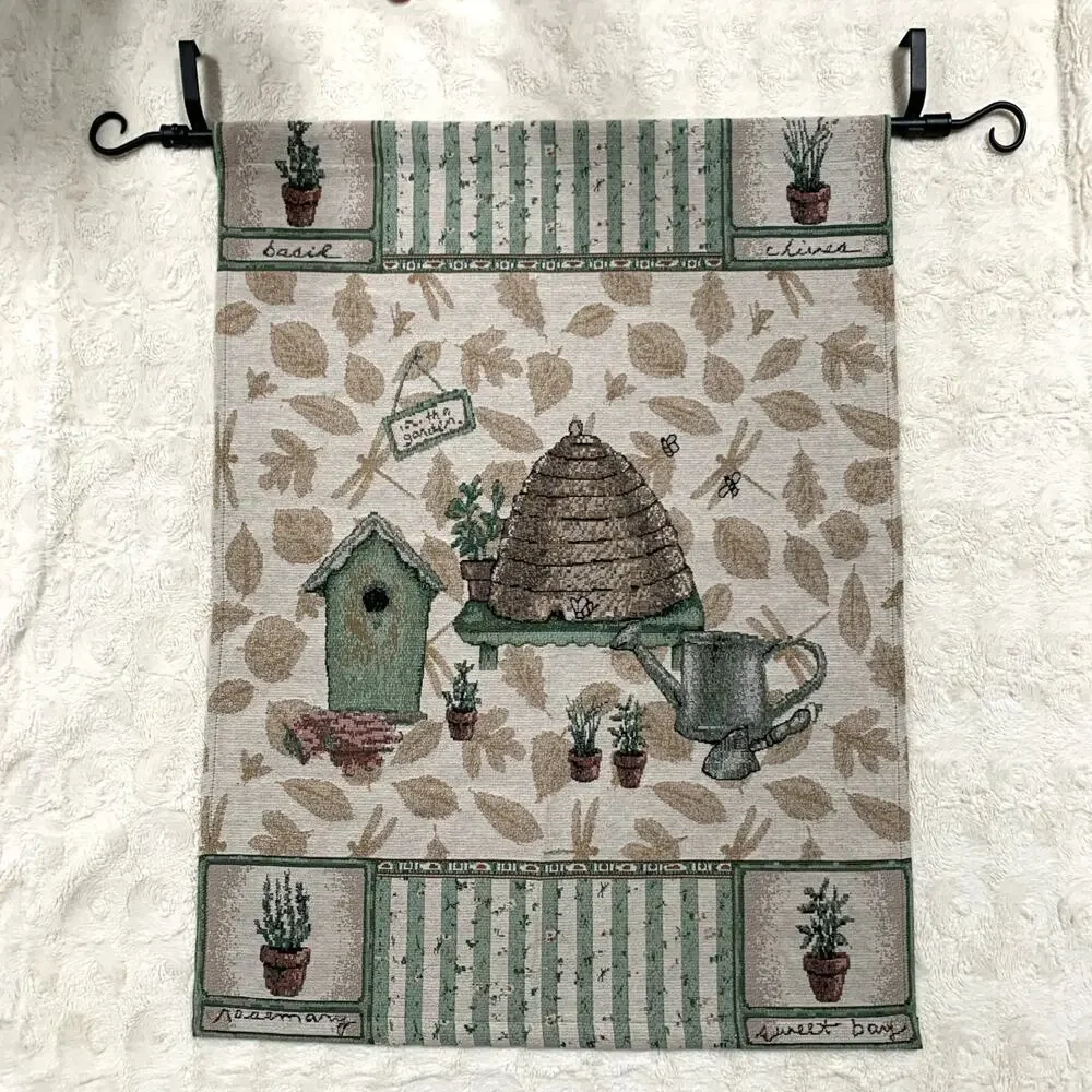 Pfaltzgraff Naturewood Beehive Garden Tapestry Wall Hanging Rod Iron Rod